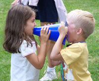 Photo of Kids Shouting in Megaphone